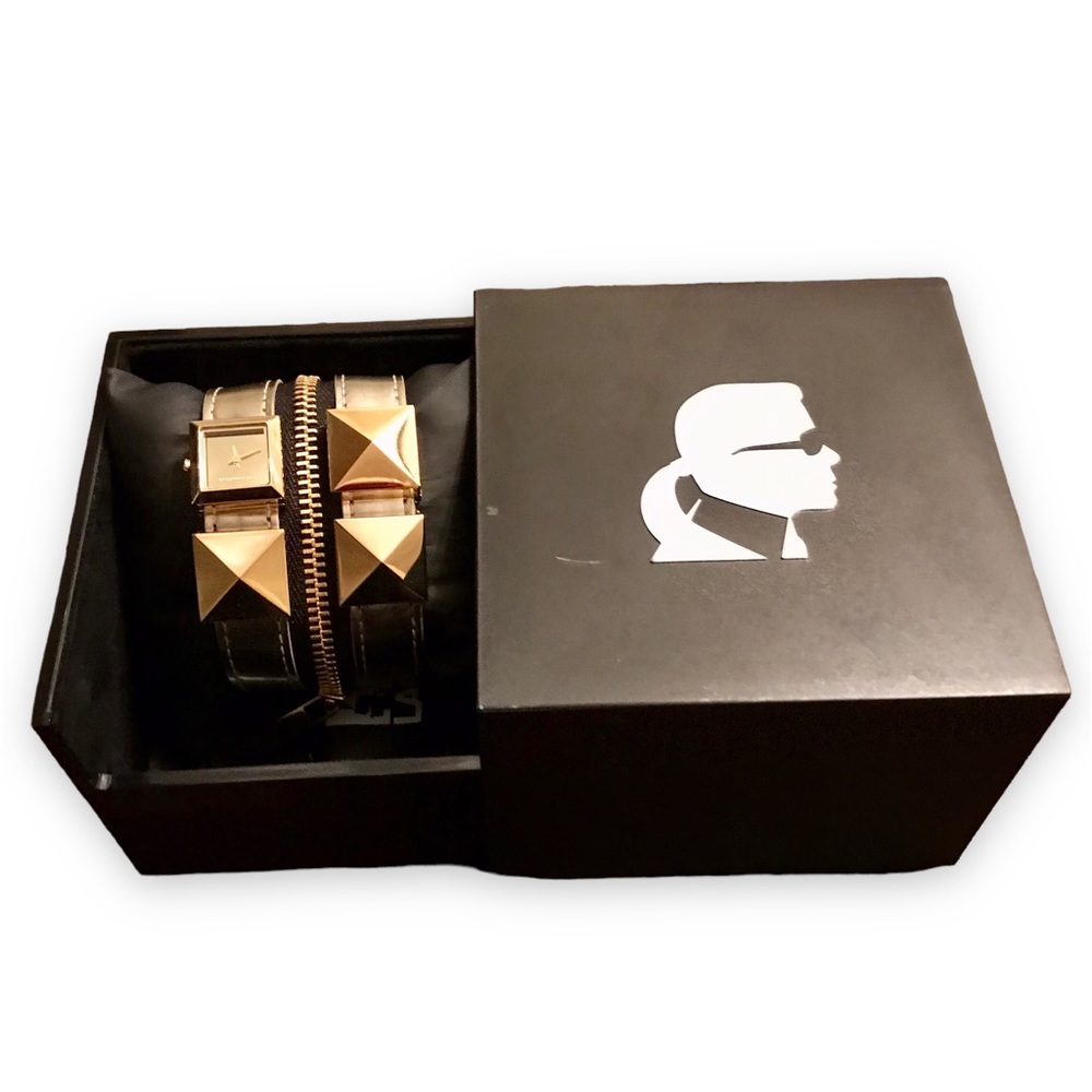 Designer Karl Lagerfeld Zip Double Strap Women's Stainless Steel Watch